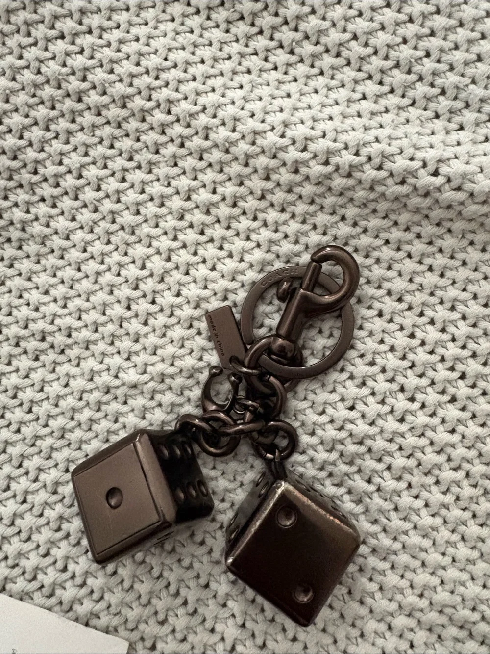 Coach Pebbled Leather Shoulder Bag in Taupe Brown with Gunmetal Chain